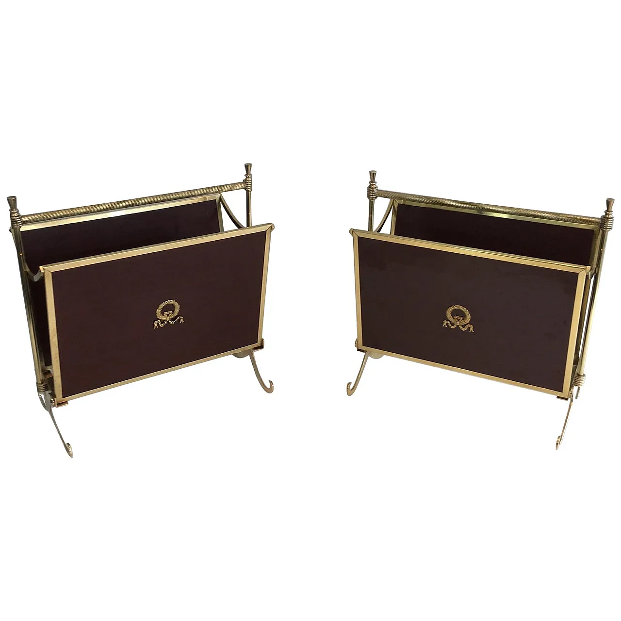 Pair of neoclassical magazine racks attributed to Maison Jansen, 50s 1