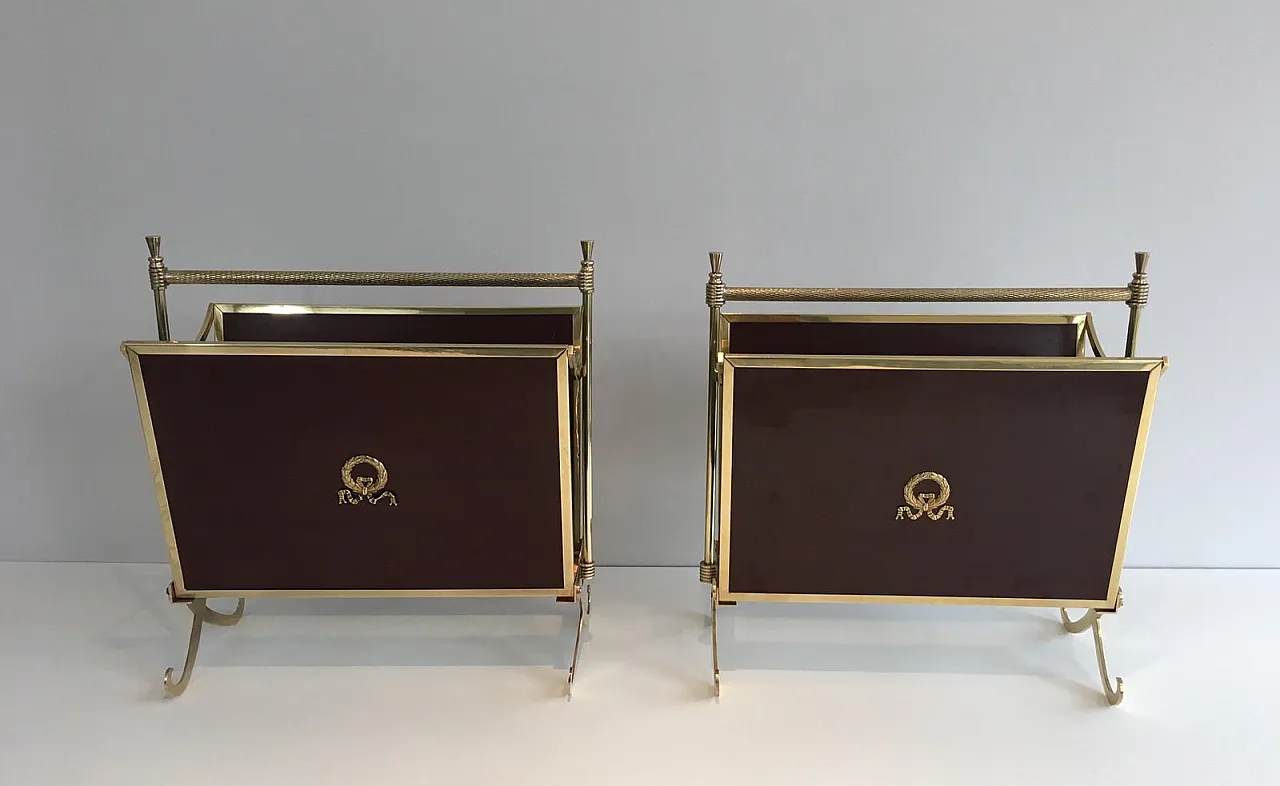 Pair of neoclassical magazine racks attributed to Maison Jansen, 50s 2