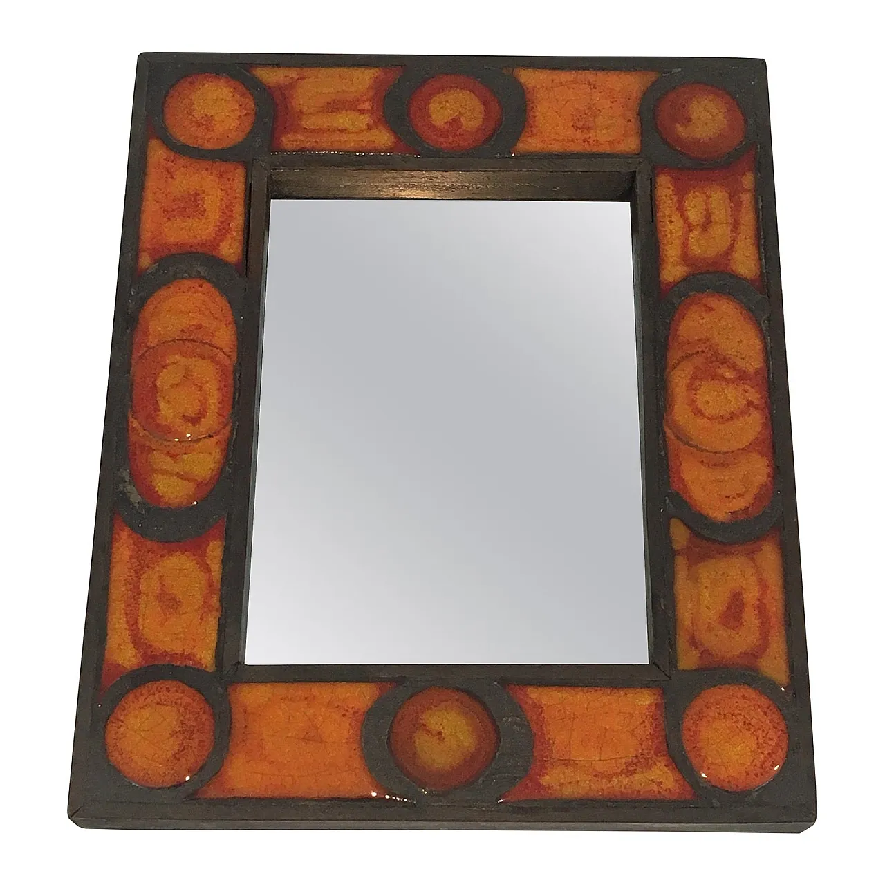 Interessante specchio in ceramica, francese, circa 1970. 1