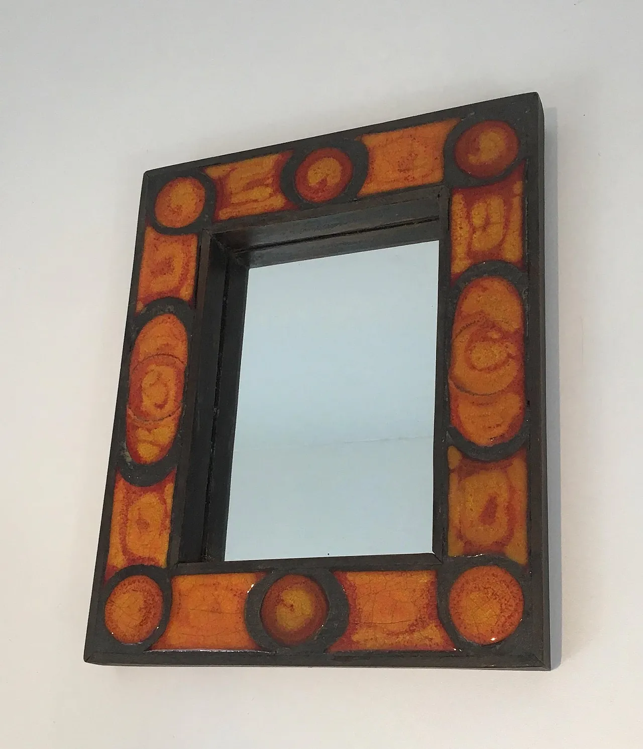 Interessante specchio in ceramica, francese, circa 1970. 2