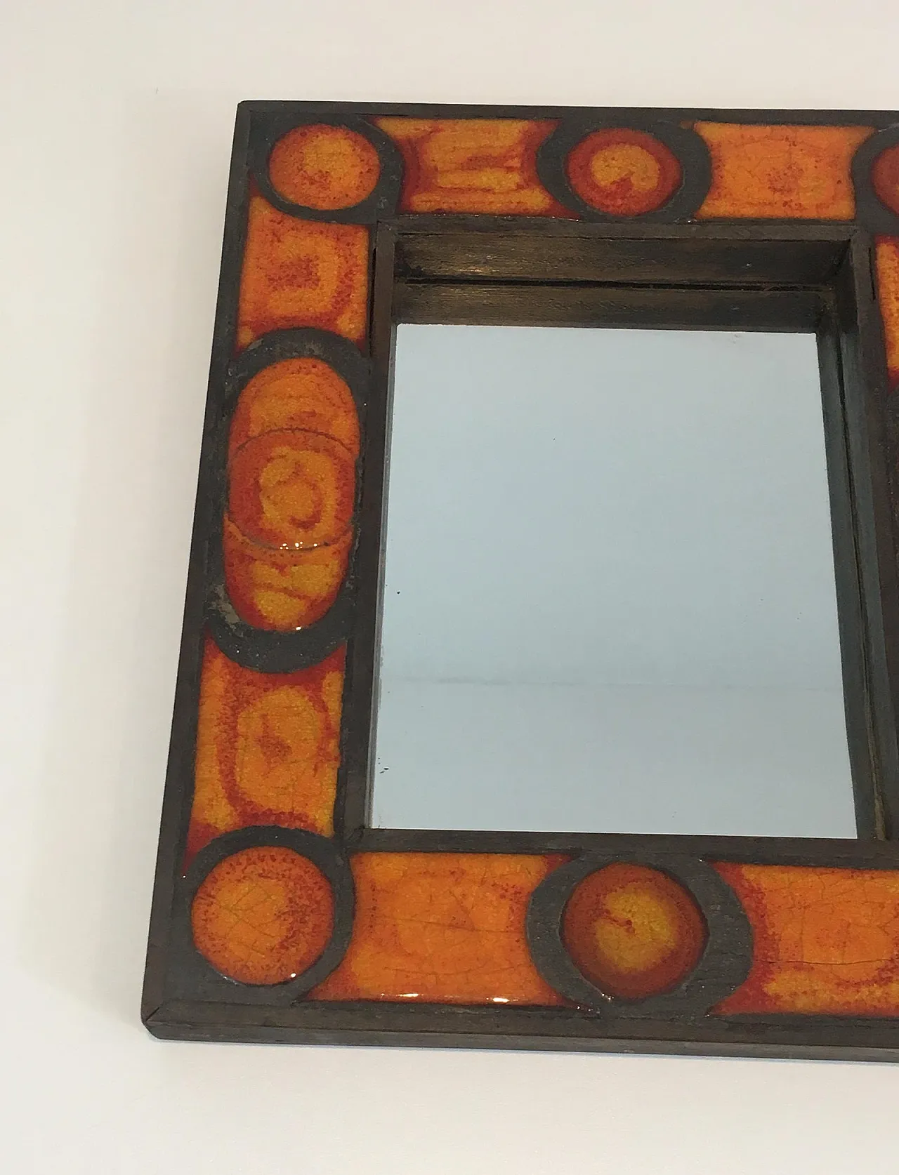 Interessante specchio in ceramica, francese, circa 1970. 3