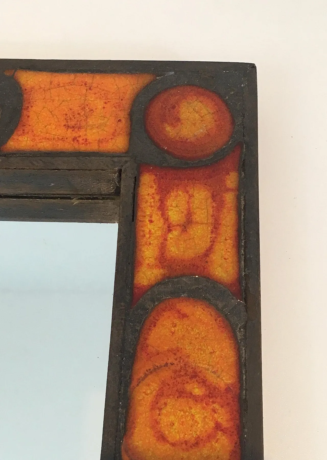 Interessante specchio in ceramica, francese, circa 1970. 8