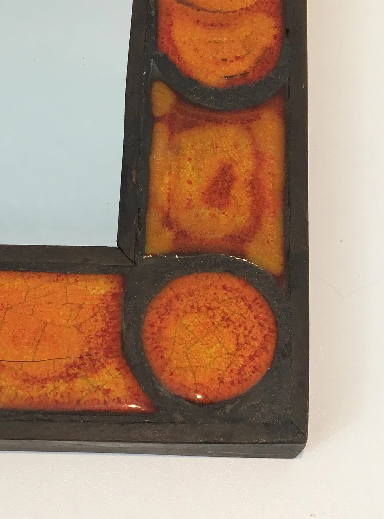 Interessante specchio in ceramica, francese, circa 1970. 10