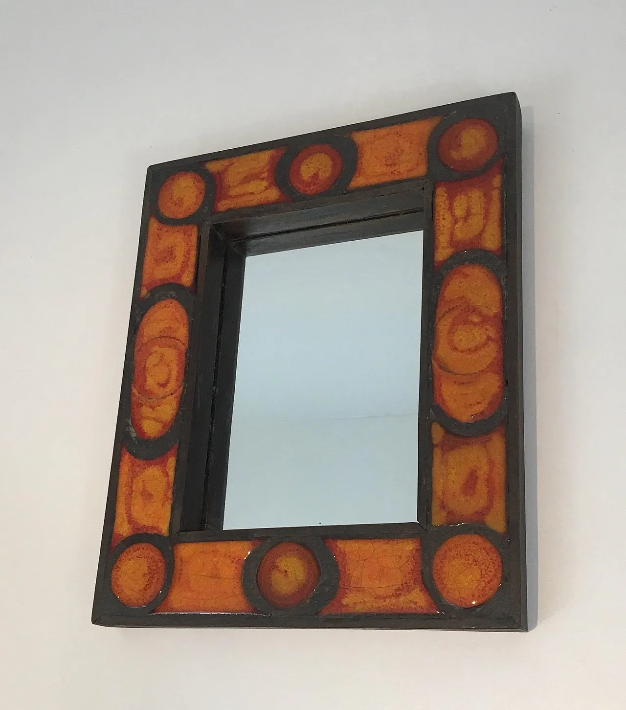 Interessante specchio in ceramica, francese, circa 1970. 13