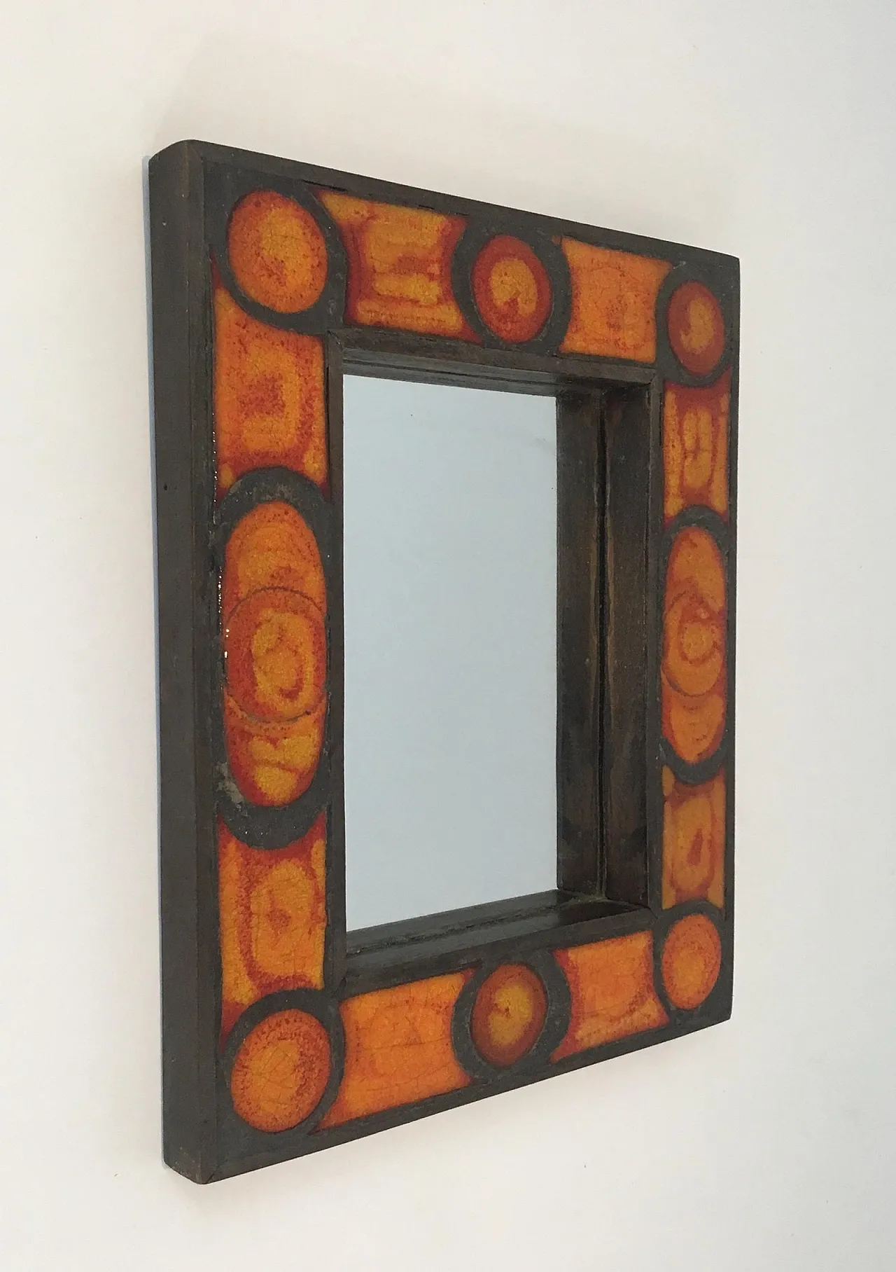 Interessante specchio in ceramica, francese, circa 1970. 14