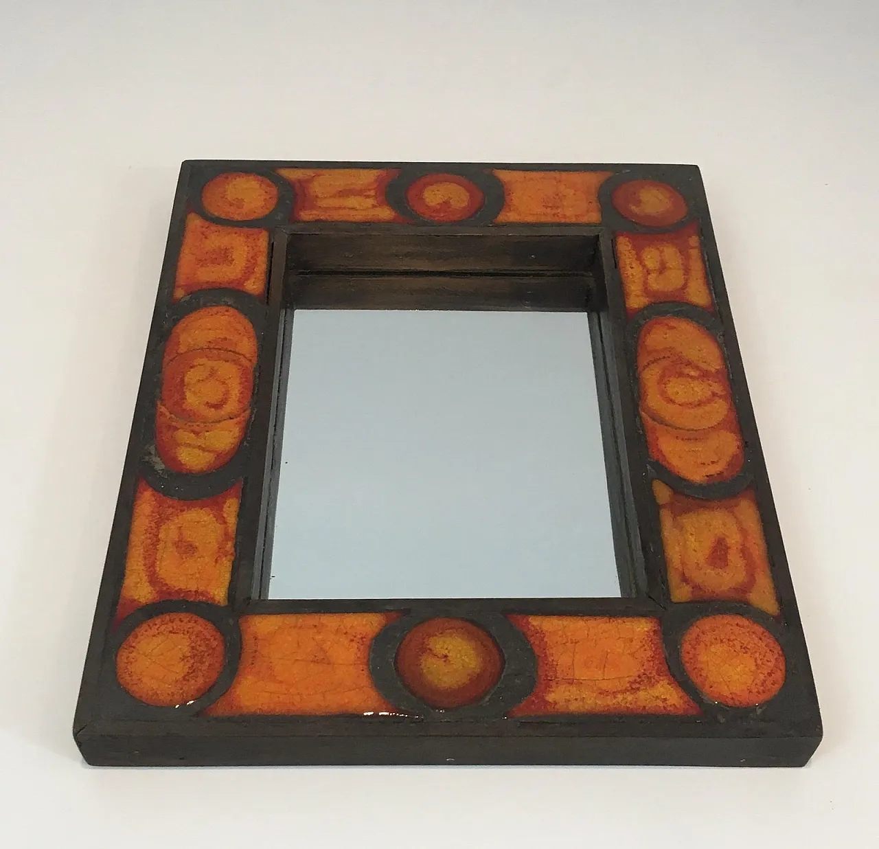 Interessante specchio in ceramica, francese, circa 1970. 15