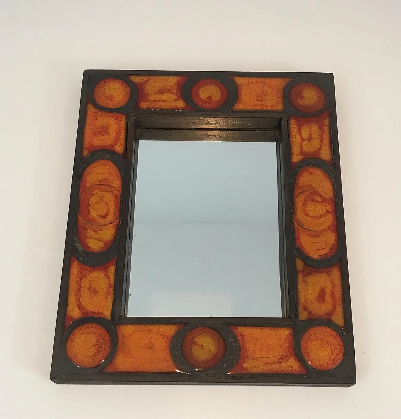 Interessante specchio in ceramica, francese, circa 1970. 16