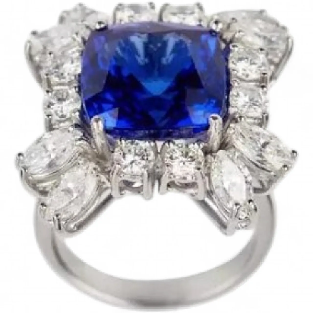 Gold ring with tanzanite and diamonds, 2000s 9