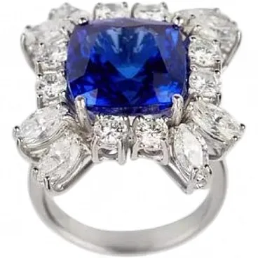 Gold ring with tanzanite and diamonds, 2000s