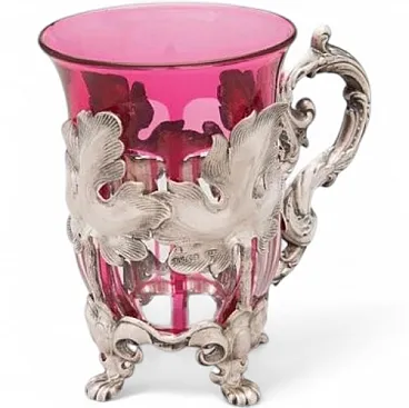 Silver tea glass holder by Carl Gustav Ekqvist, 19th century