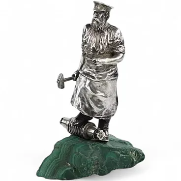 Silver mining engineer sculpture from Artel, early 20th century
