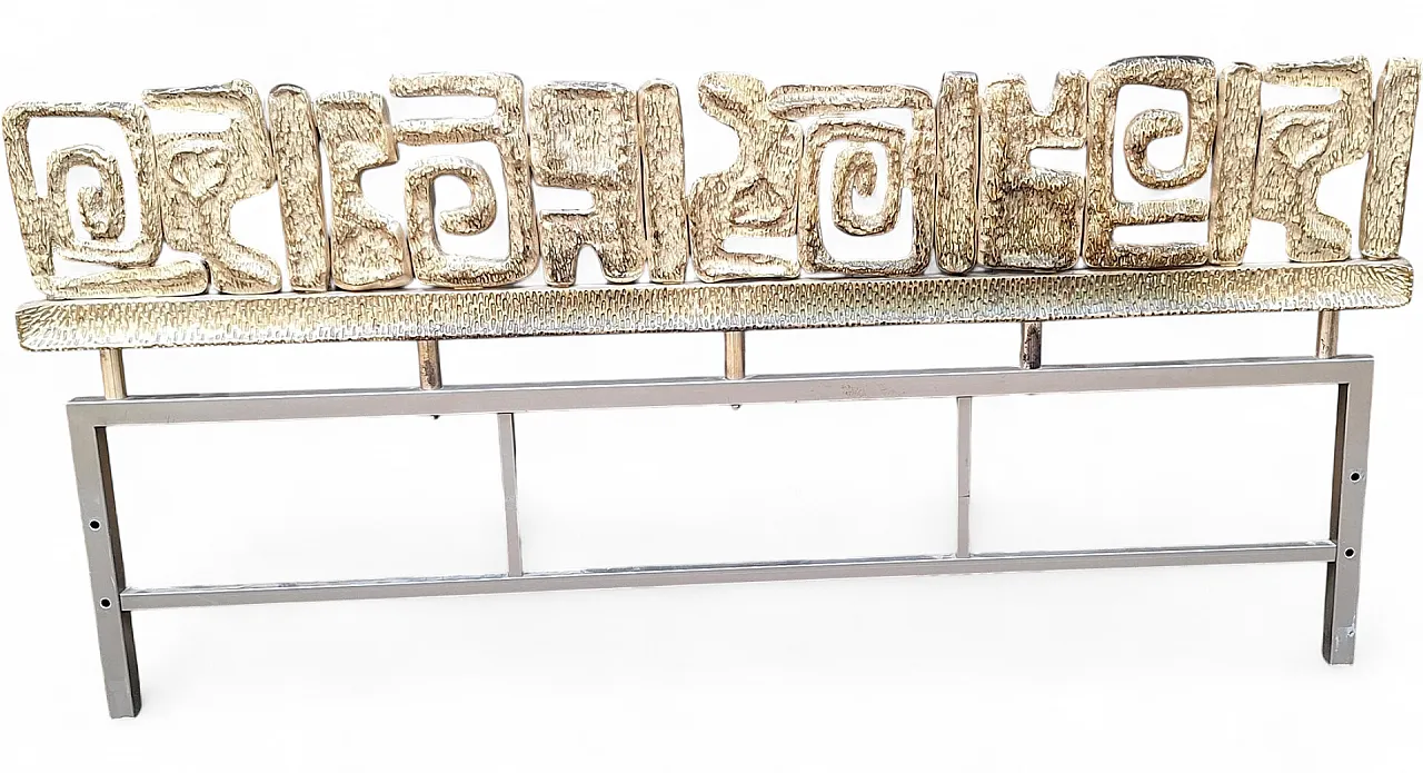 Headboard in gilded bronze and iron, 1960s 4