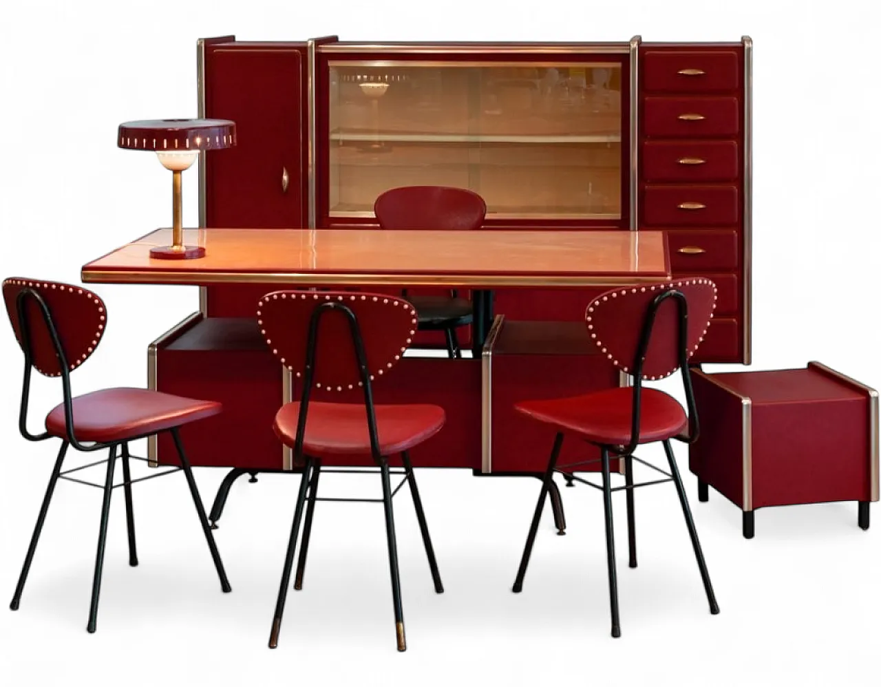 Set da ufficio in pelle attribuito a Umberto Mascagni, anni '50 26