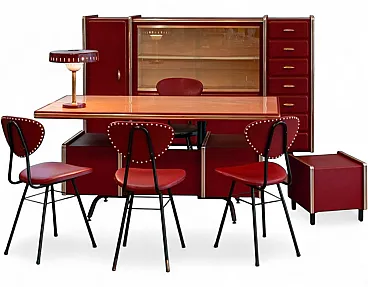 Set da ufficio in pelle attribuito a Umberto Mascagni, anni '50