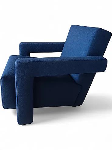 Blue wool armchair by Gerrit Rietveld for Cassina, 2000s