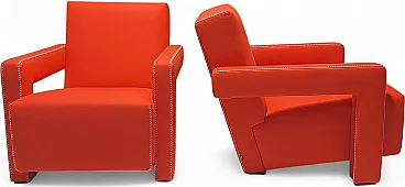 Orange wool armchair by Gerrit Rietveld for Cassina, 2000s