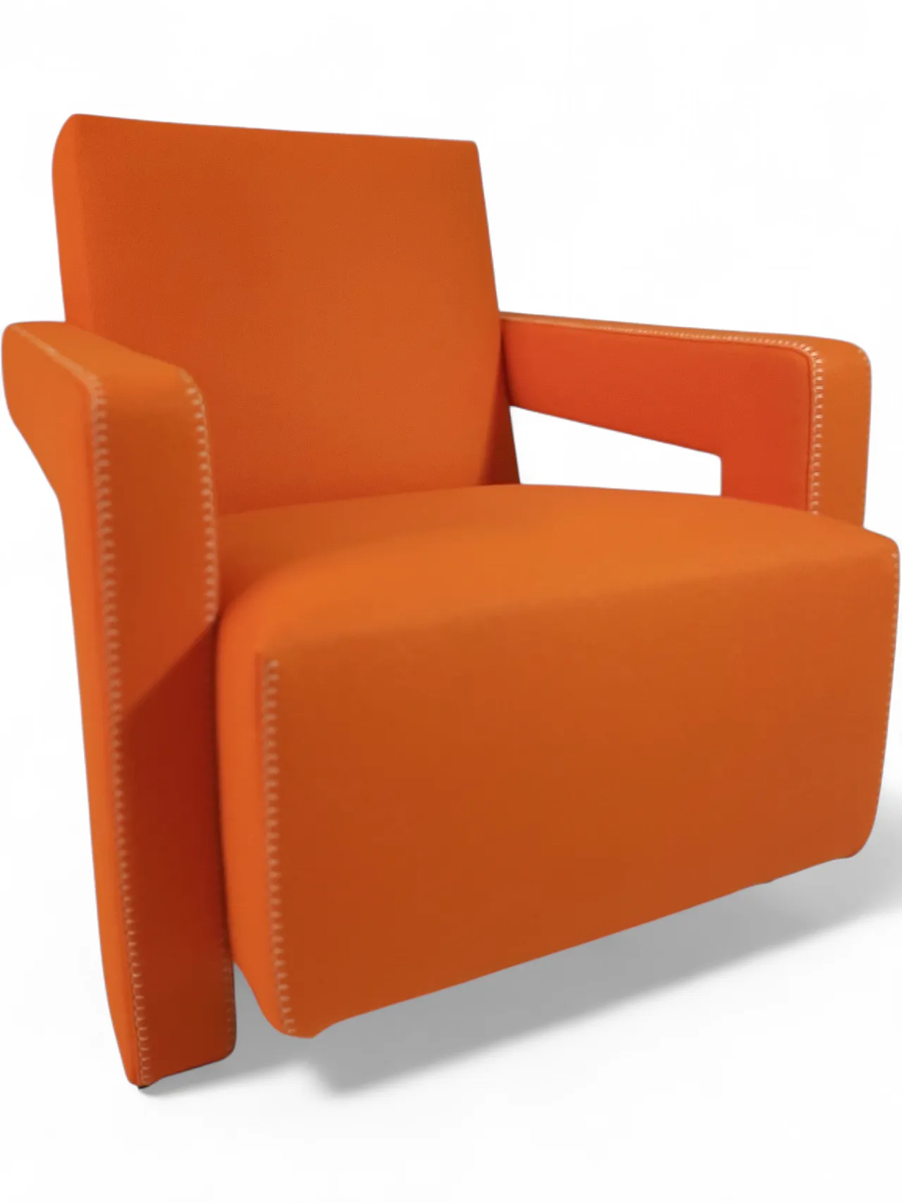 Armchair in orange wool by Gerrit Rietveld for Cassina, 2000s 90