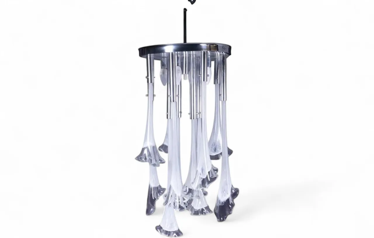 Calla/Lily Murano glass chandelier by Venini, 1960s 6