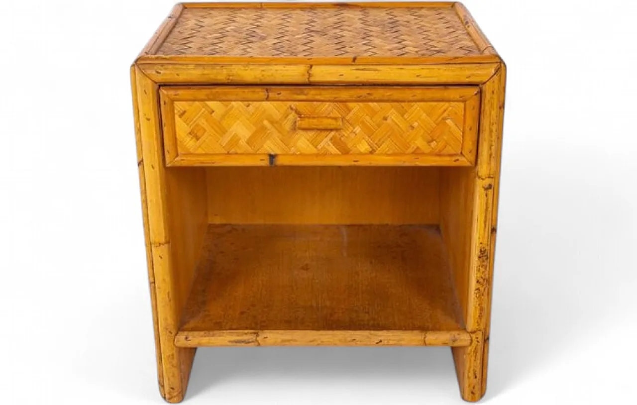Woven bamboo bedside table, 1960s 10
