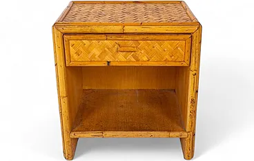 Woven bamboo bedside table, 1960s