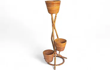 Bamboo plant stand with baskets, 1960s