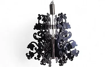 Modern chandelier in black plastic and steel, 1980s