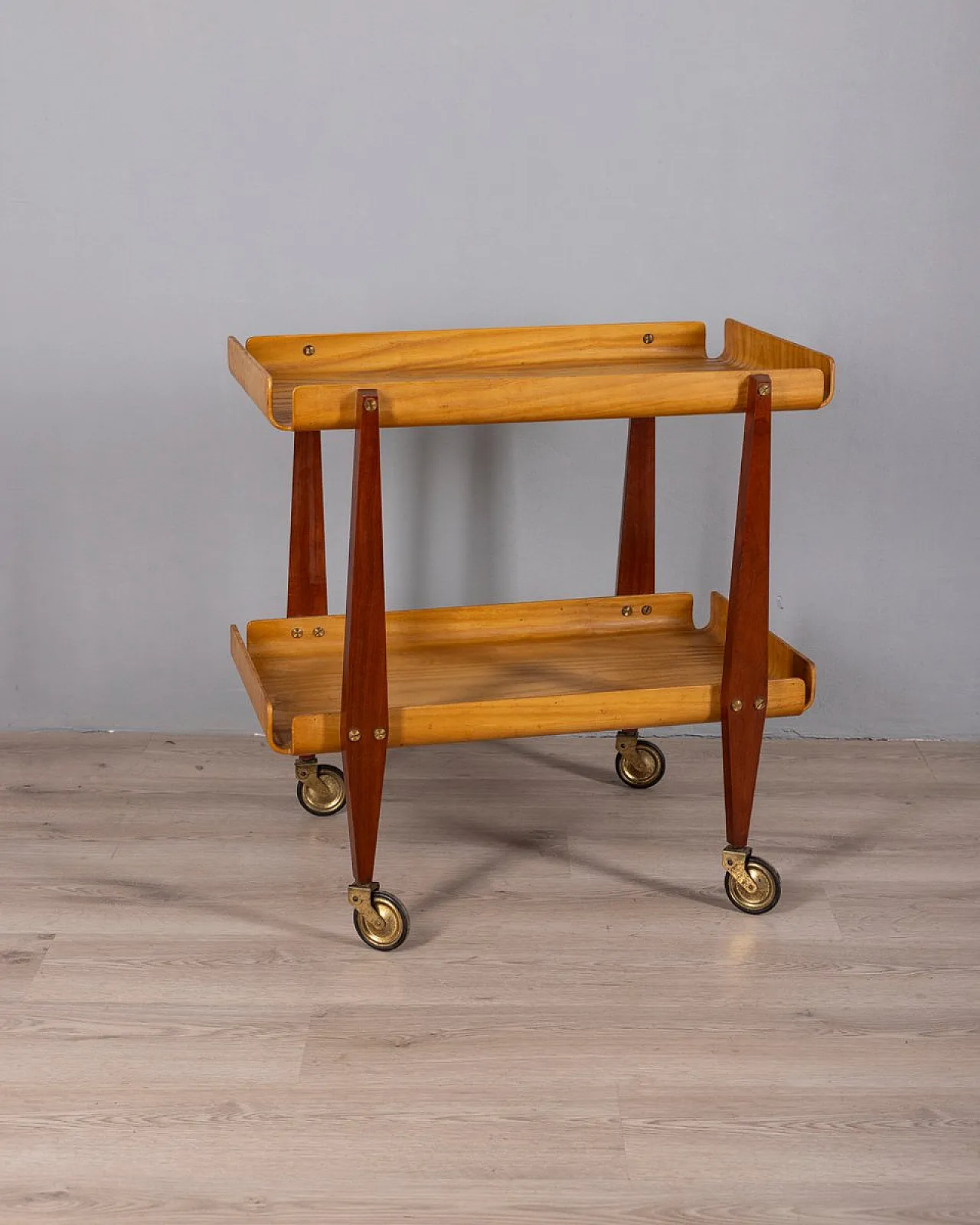 Wooden food cart by Carlo Ratti, 1950s 2