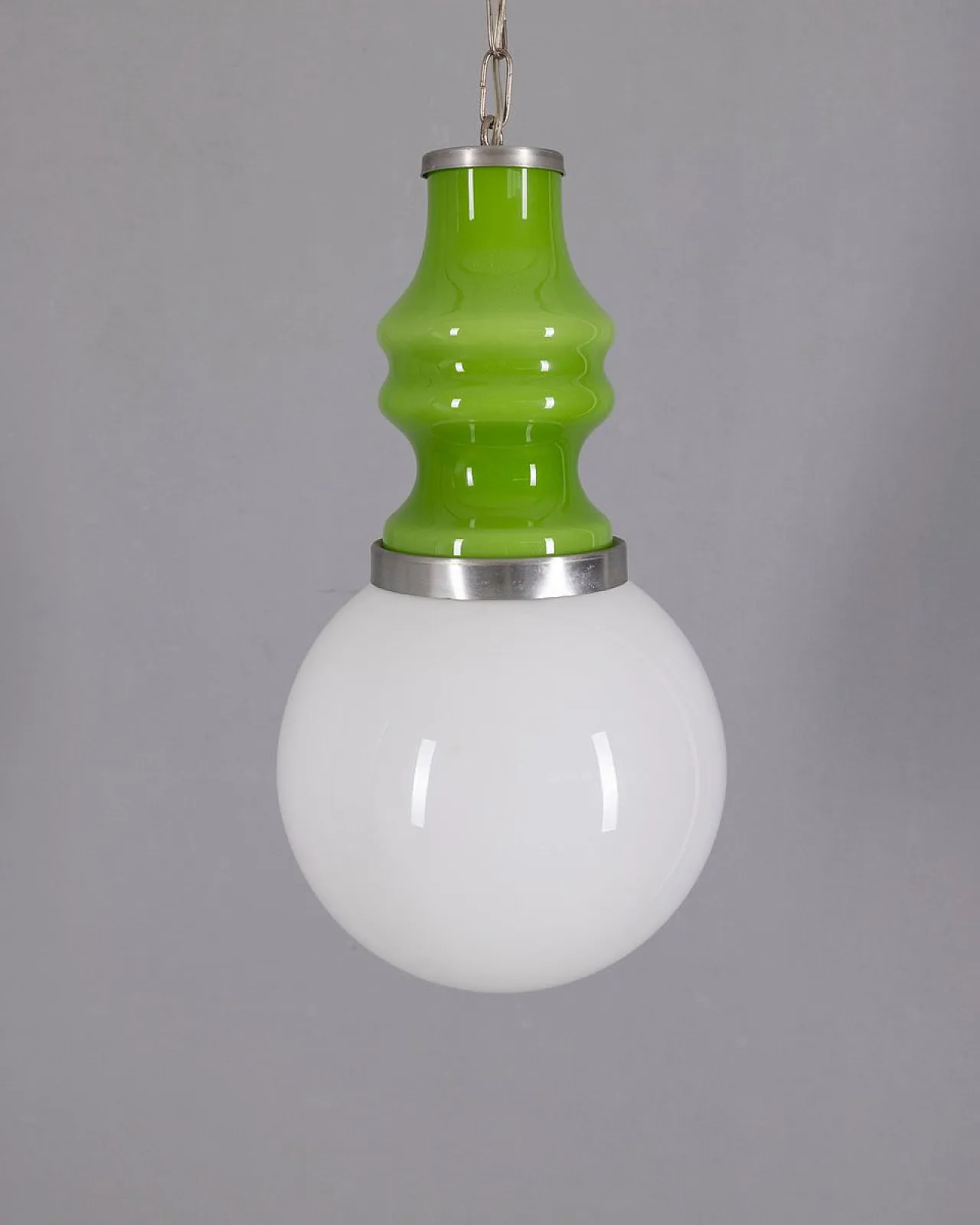 Lampada a sospensione Space Age in vetro verde, anni '70 2