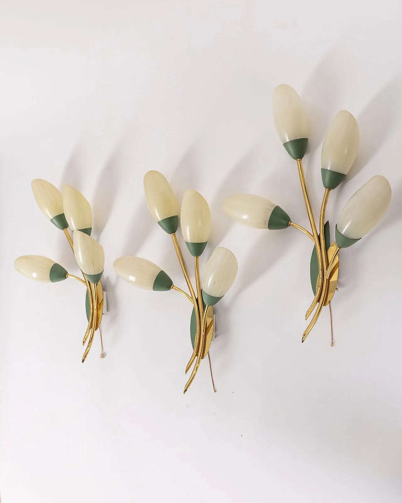 3 Floral style wall lamps, 1950s 2