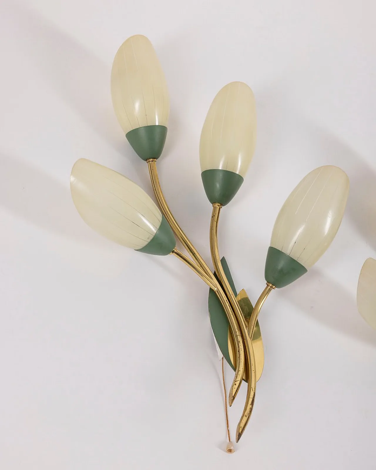 3 Floral style wall lamps, 1950s 5