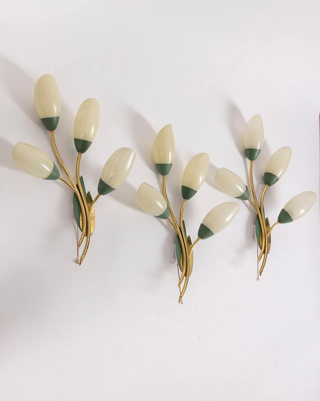 3 Floral style wall lamps, 1950s 10
