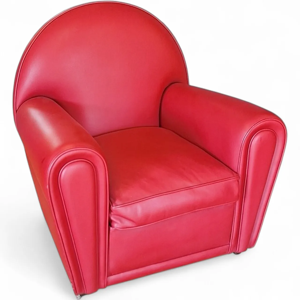 Red leather Vanity Fair lounge chair from Poltrona Frau, 1990s 9