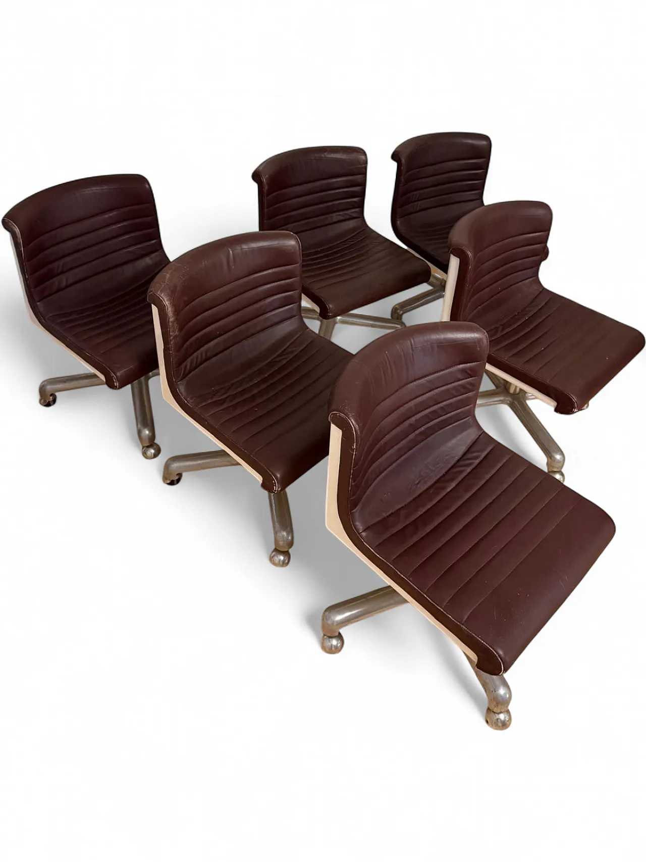 6 poltroncine Progress e 2 tavoli di Ettore Sottsass per Poltronova, 1974 10
