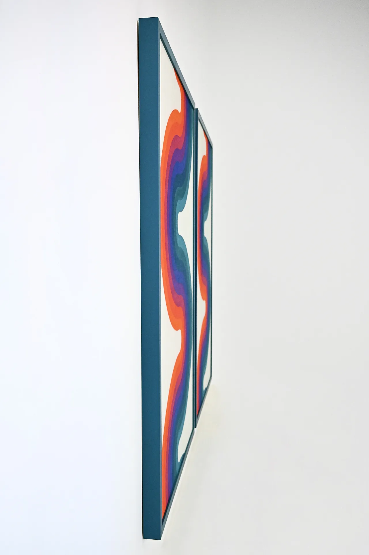 Pair of abstract fabric panels, lumber and fabric, 1970s 4