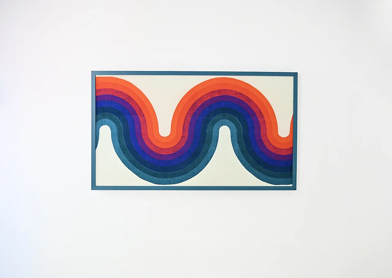 Pair of abstract fabric panels, lumber and fabric, 1970s 5