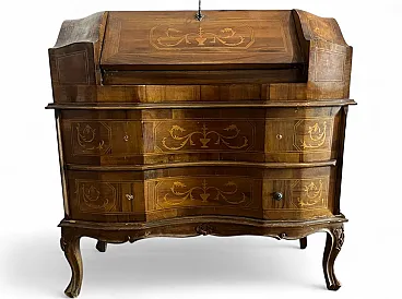 Vintage wooden console table with drawers
