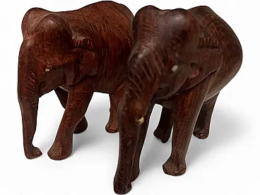 Pair of elephant sculptures in wood, 1980s