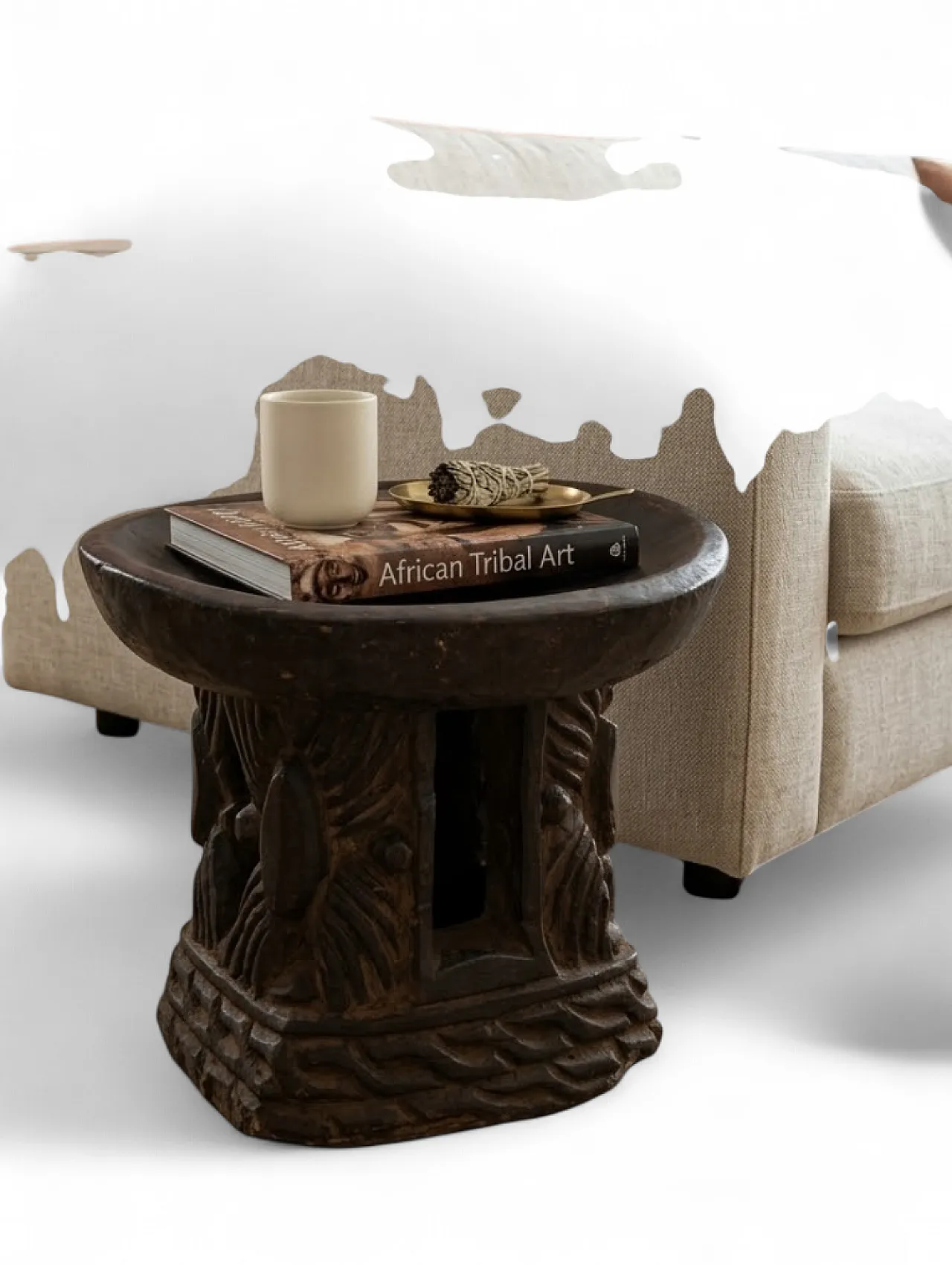Carved wood coffee table, 1970s 6