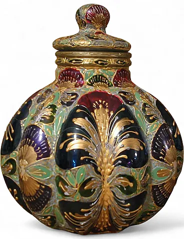 Glass centerpiece with lid in Art Nouveau style, 1970s