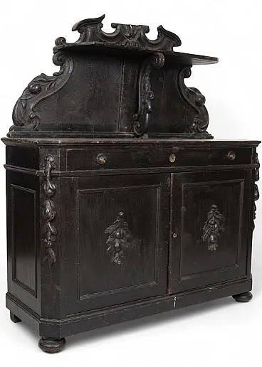 Black wood sideboard with stand, 19th century