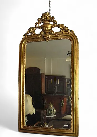Gilt wood wall mirror in Louis XVI style, 1940s