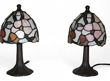Pair of glass table lamps in Tiffany style, 1990s