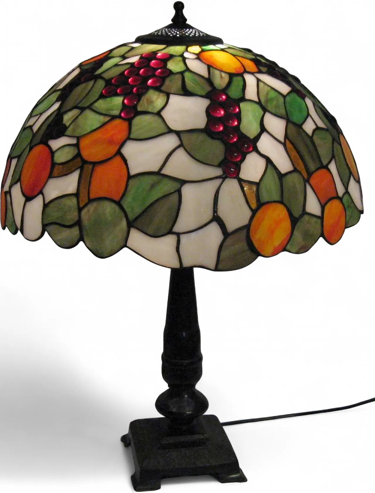 Glass table lamp with fruit decoration, 1980s 7