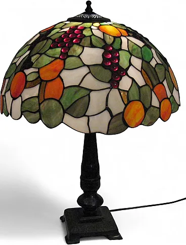 Glass table lamp with fruit decoration, 1980s