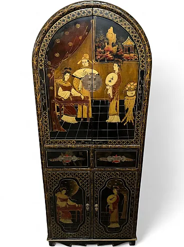 Hand-painted wood cabinet, 1940s