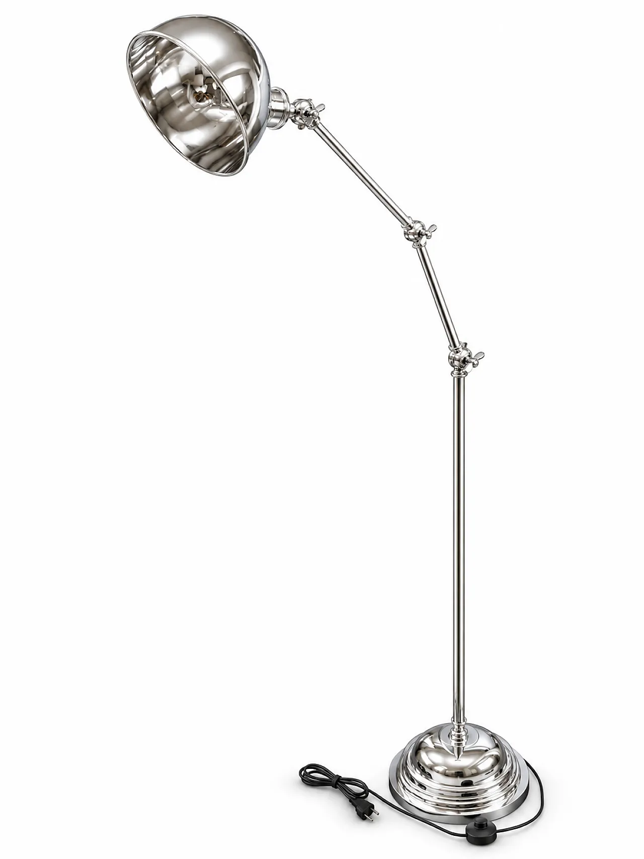 Articulated floor lamp in steel and silver, 1980s 3