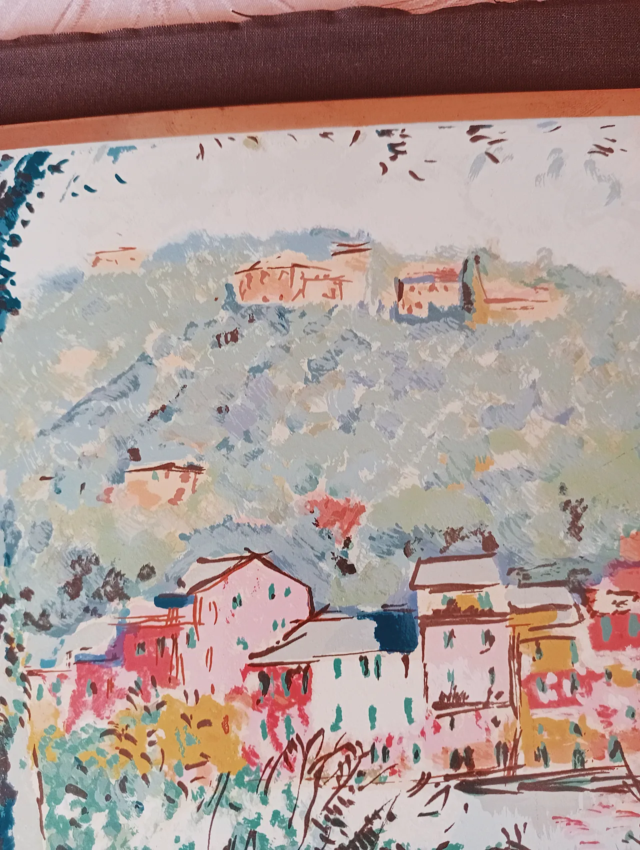 Michele Cascella, landscape, polychrome silkscreen on gilded metal plate, 1960s 22