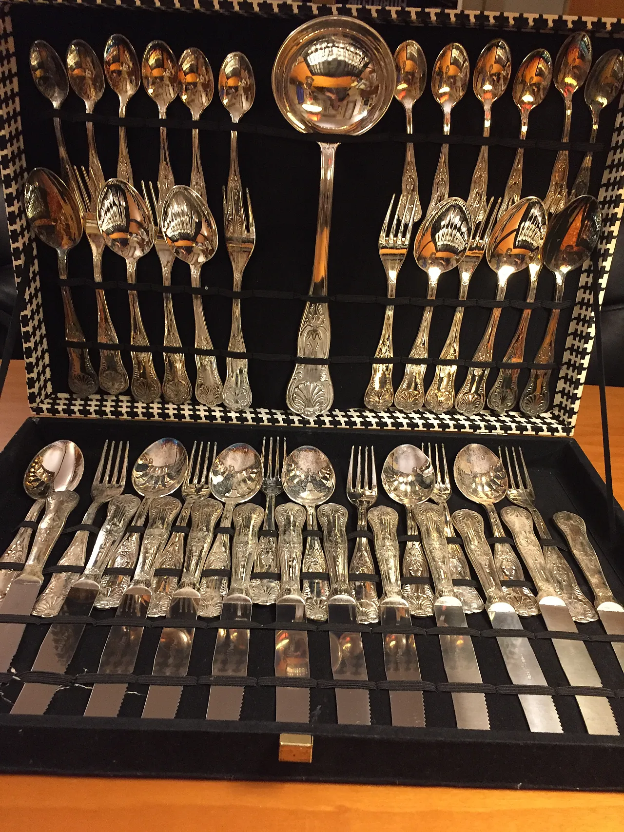 Silver-plated metal cutlery set in Baroque style, 1950s 1