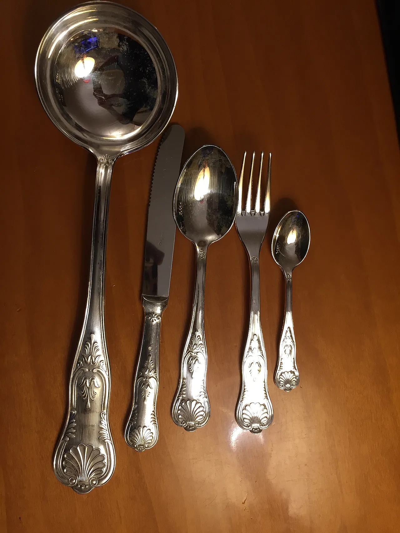 Silver-plated metal cutlery set in Baroque style, 1950s 4