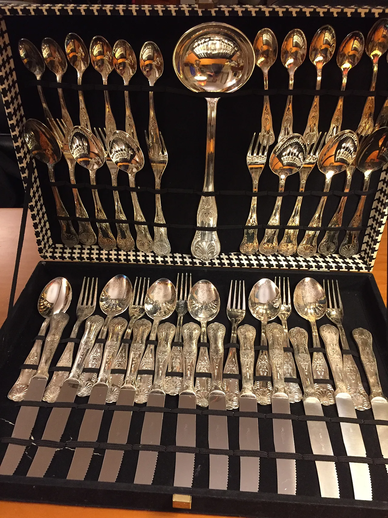 Silver-plated metal cutlery set in Baroque style, 1950s 5
